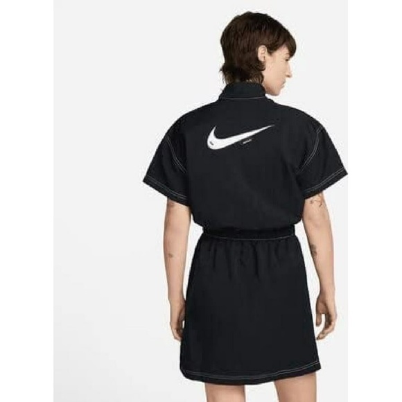 Nike Swish Tennis Prep Short Sleeve 1/4 Zip Elastic Waist Windbreaker Mini Dress - Picture 5 of 16